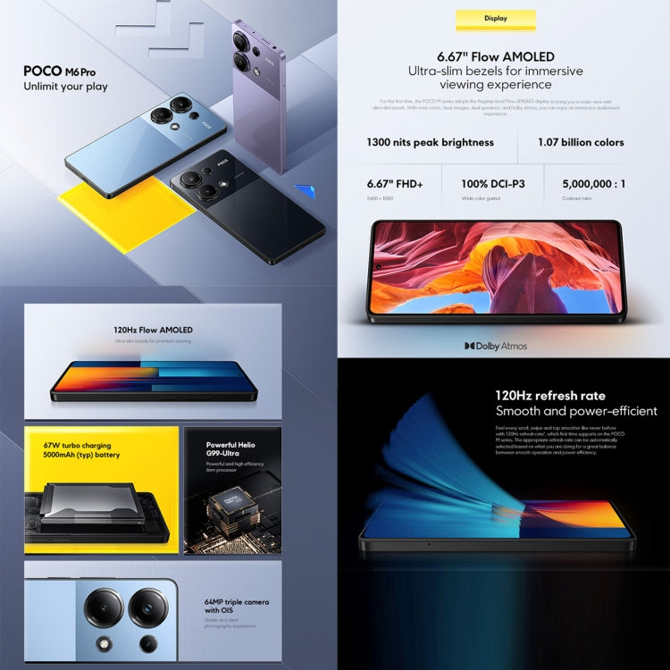 Xiaomi POCO M6 Pro Global, 12GB+512GB, In-screen Fingerprint, 6.67 inch MIUI 14 MediaTek Helio G99-Ultra Octa Core 2.2GHz, NFC, Network: 4G Xiaomi POCO M6 Pro Global, 12GB+512GB, In-screen Fingerprint, 6.67 inch MIUI 14 MediaTek Helio G99-Ultra Octa Core 2.2GHz, NFC, Network: 4G